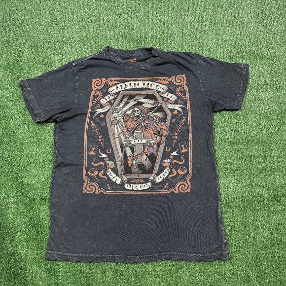 Affliction Graphic T Shirt Men's Size M Gray Short Sleeve Tattoo Distressed - Picture 1 of 7